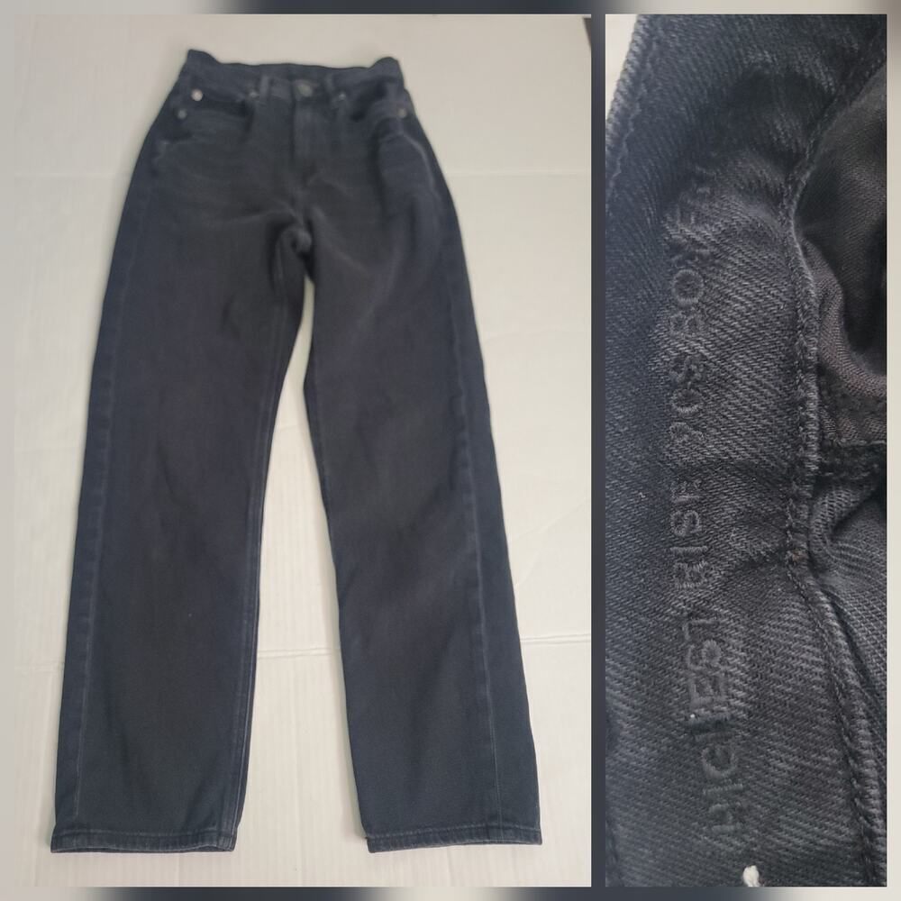 AMERICAN EAGLE Jeans Sz 0 Highest Rise 90's Boyfriend Gray Y2K